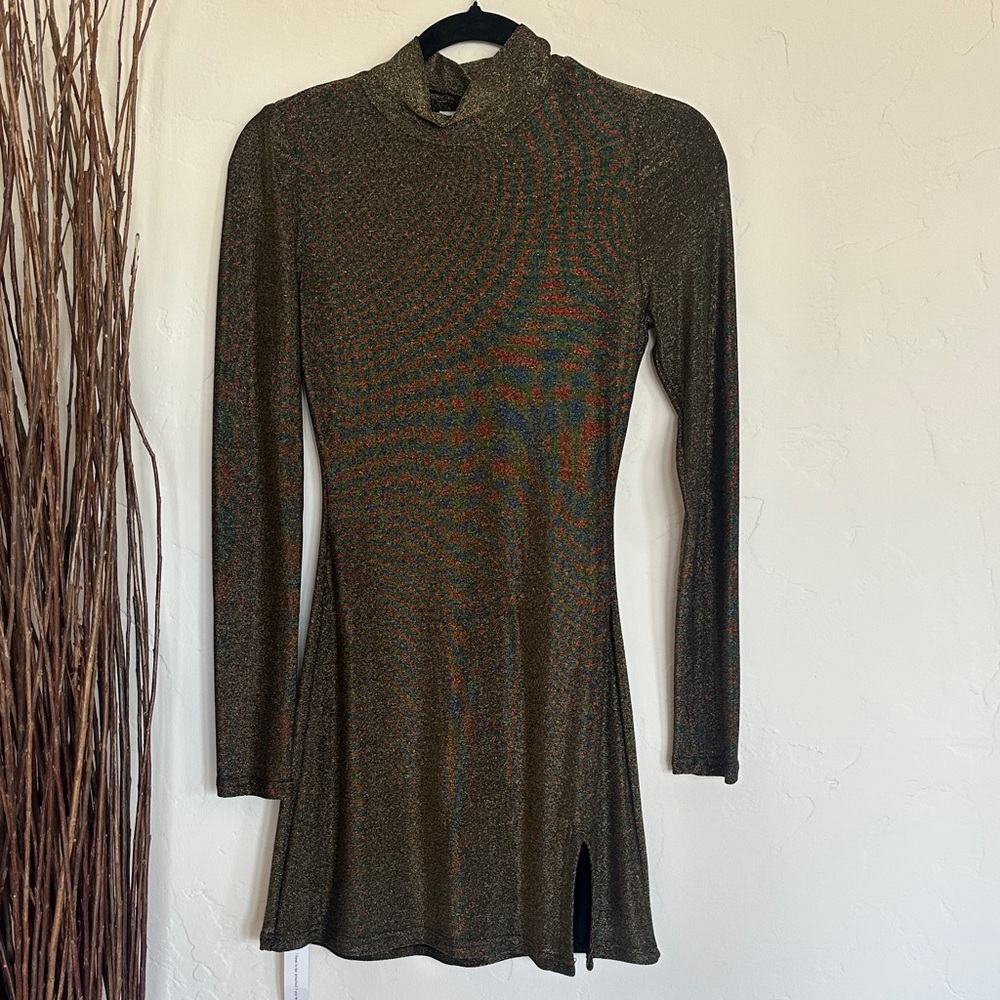 Reformation Metallic Long Sleeve Dress